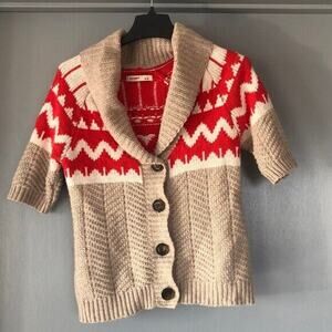 OLD NAVY Nordic Fair Isle Stripe short sleeve button Cardigan Sweater Size S